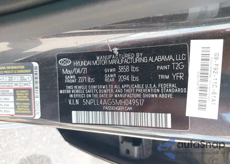 2021 Hyundai Elantra Se from USA, damaged, VIN 5NPLL4AG5MH049517